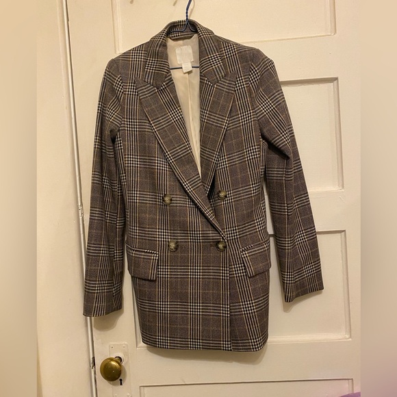 Plaid Double Breasted Blazer - Picture 1 of 3